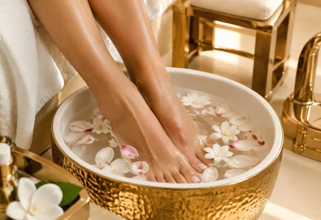 Relaxing pedicure at a nail salon