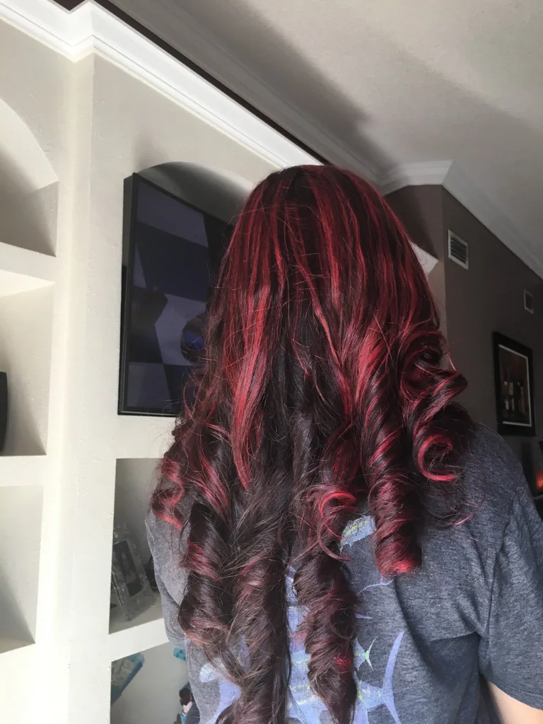 Red highlights with curls